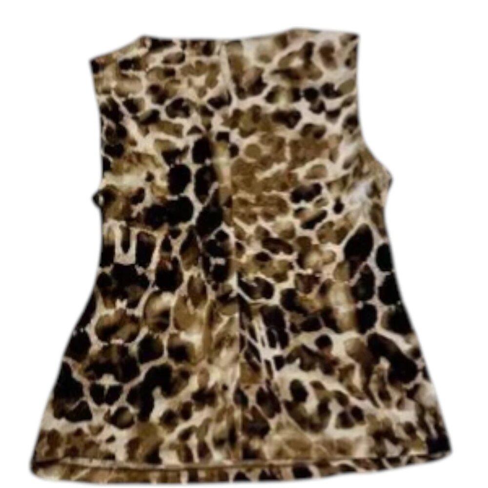 Calvin Klein Leopard Print Sleeveless Blouse NWT Large Chic Animal Print Top - Picture 3 of 8